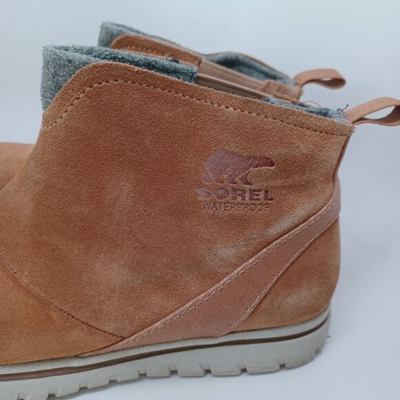 Sorel Boots Chelsea Ankle Height Tan Suede Water Resistant Womens 7 - Picture 6 of 16